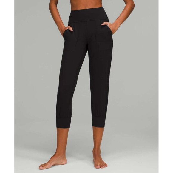 Lululemon Align High Rise Cropped Jogger W/Pockets Black Nulu Yoga Activewear 4 - Picture 2 of 10